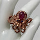 Genuine Ruby Cabochon Octopus Ring