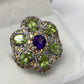 Genuine Amethyst, Peridot & Sapphire Ring