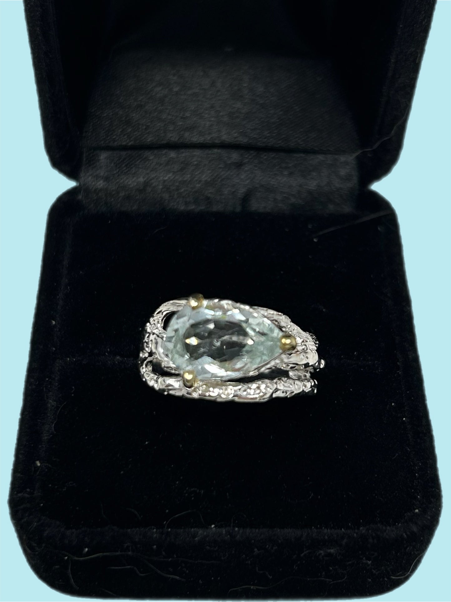 Exquisite Genuine Aquamarine Ring