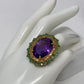 Sensational Genuine 24.6 CTW Amethyst & Emerald Ring