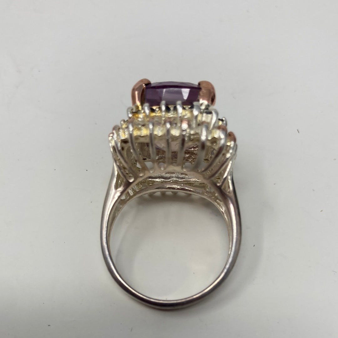 Artistic Genuine Ametrine Accented with Genuine Sapphire