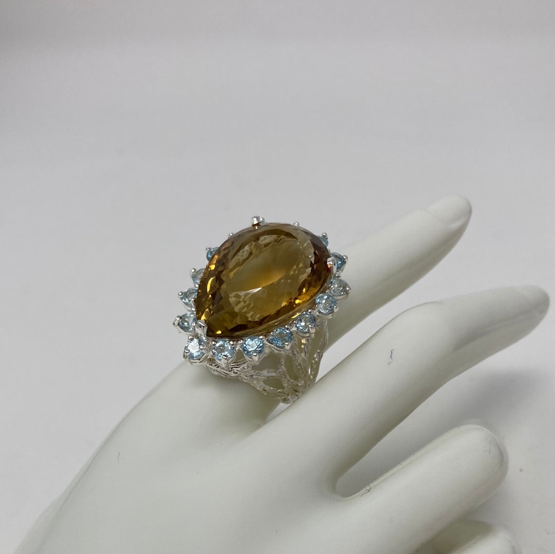 Astounding 40 CTW GENUINE CITRINE RING