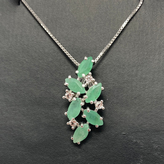 Genuine Emerald & White Topaz Pendant