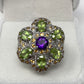 Genuine Amethyst, Peridot & Sapphire Ring