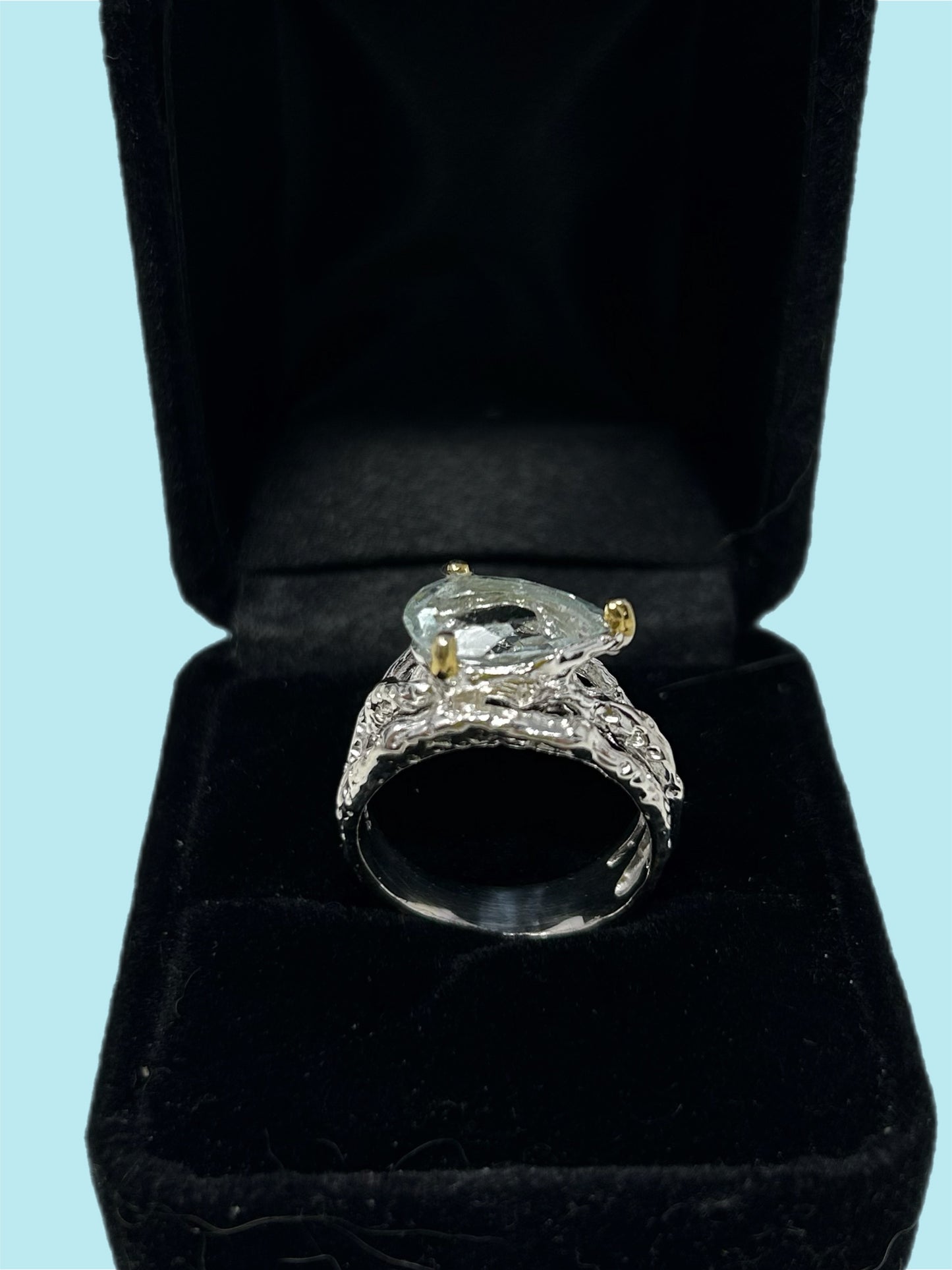 Exquisite Genuine Aquamarine Ring