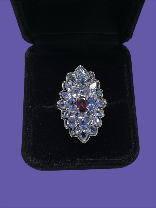 Genuine Tanzanite & Garnet Ring