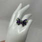 Genuine Amethyst & Emerald Butterfly Ring