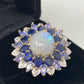 Mysterious Genuine AA+ Quality Moonstone, Sapphire & Tanzanite Ring