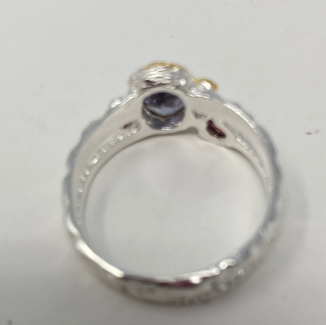 Genuine Iolite & Garnet Ring