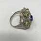 Genuine Amethyst, Peridot & Sapphire Ring