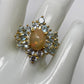 Genuine Natural Fiery Opal & Aquamarine Ring