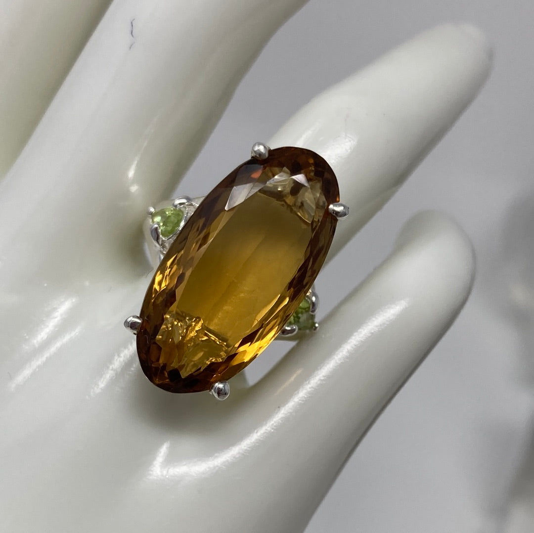 Delightful Genuine Citrine & Peridot Ring