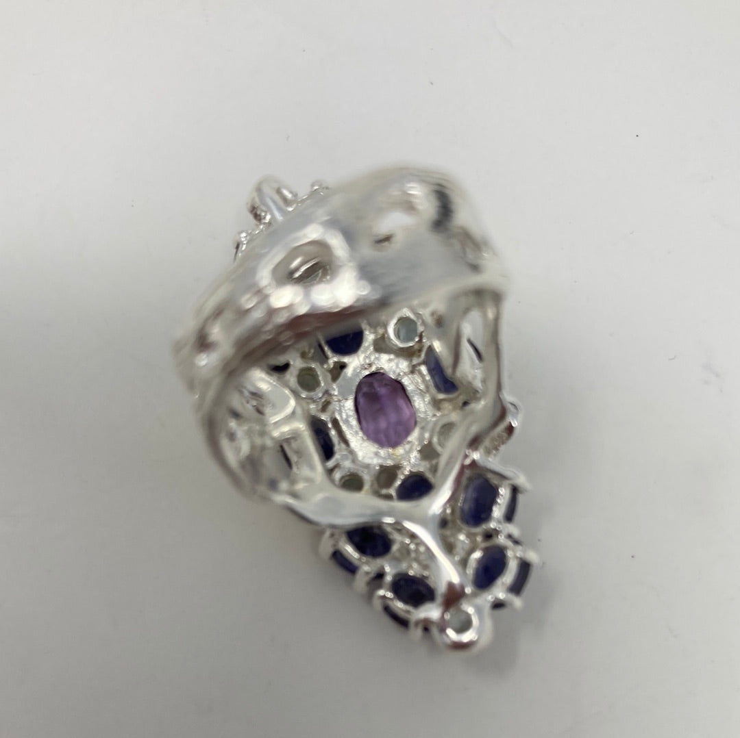 Queen of Sheba, Genuine Iolites, Amethyst & Topaz Ring