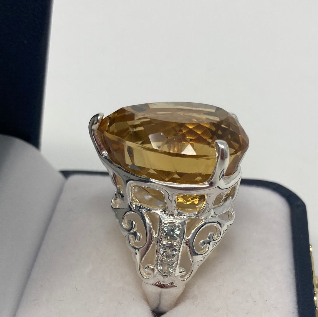 Incredibly 32+ CTW Genuine Citrine Ring