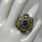 Genuine Amethyst, Peridot & Sapphire Ring