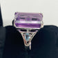 Elegant, Emerald Cut Faceted Genuine Amethyst Ring