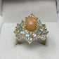 Genuine Natural Fiery Opal & Aquamarine Ring