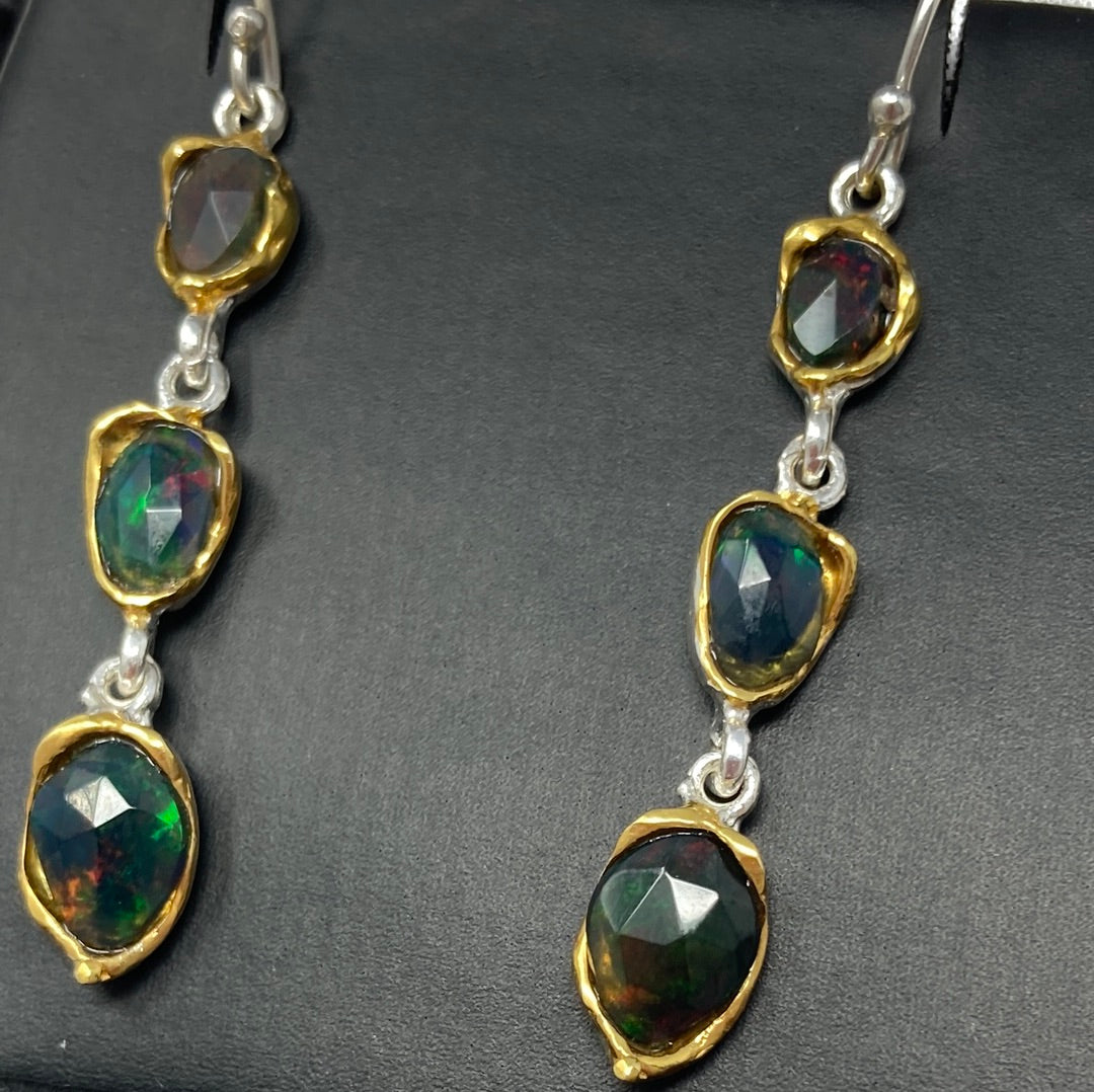 Enchanting Genuine Black Opal Earrings