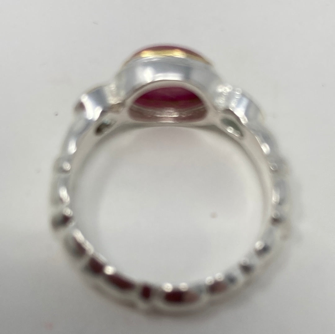 Genuine Pink Ruby & Topaz Ring