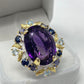 Unbelievable 32 CTW Genuine Amethyst with Sapphires, Iolite & Topaz Ring