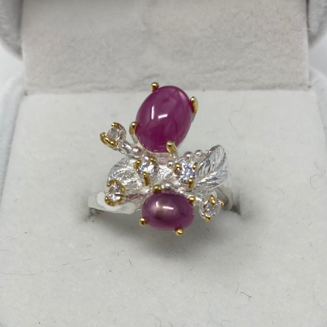 Genuine Pink Star Ruby Ring