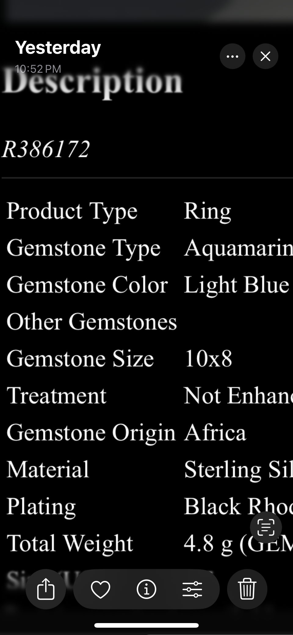 Genuine Aquamarine Ring