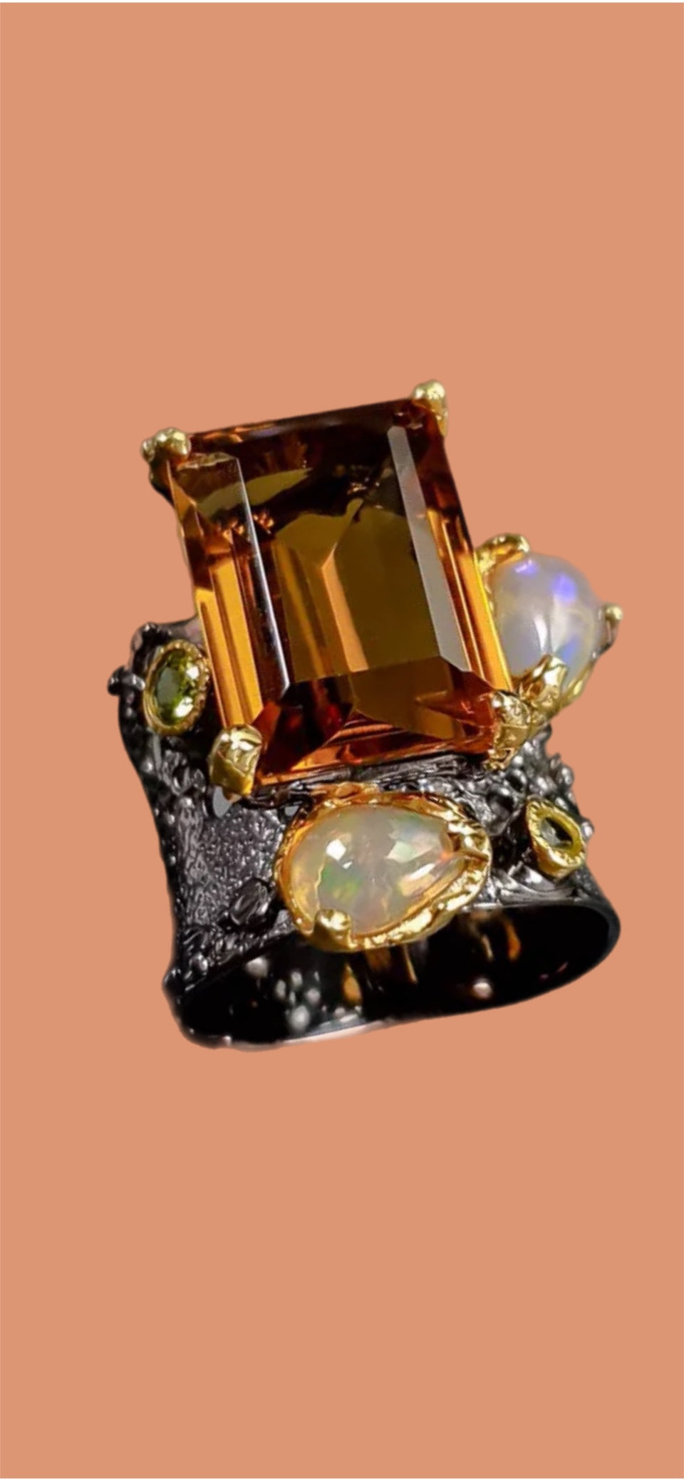 Genuine 23 CTW Citrine with Fiery Opals