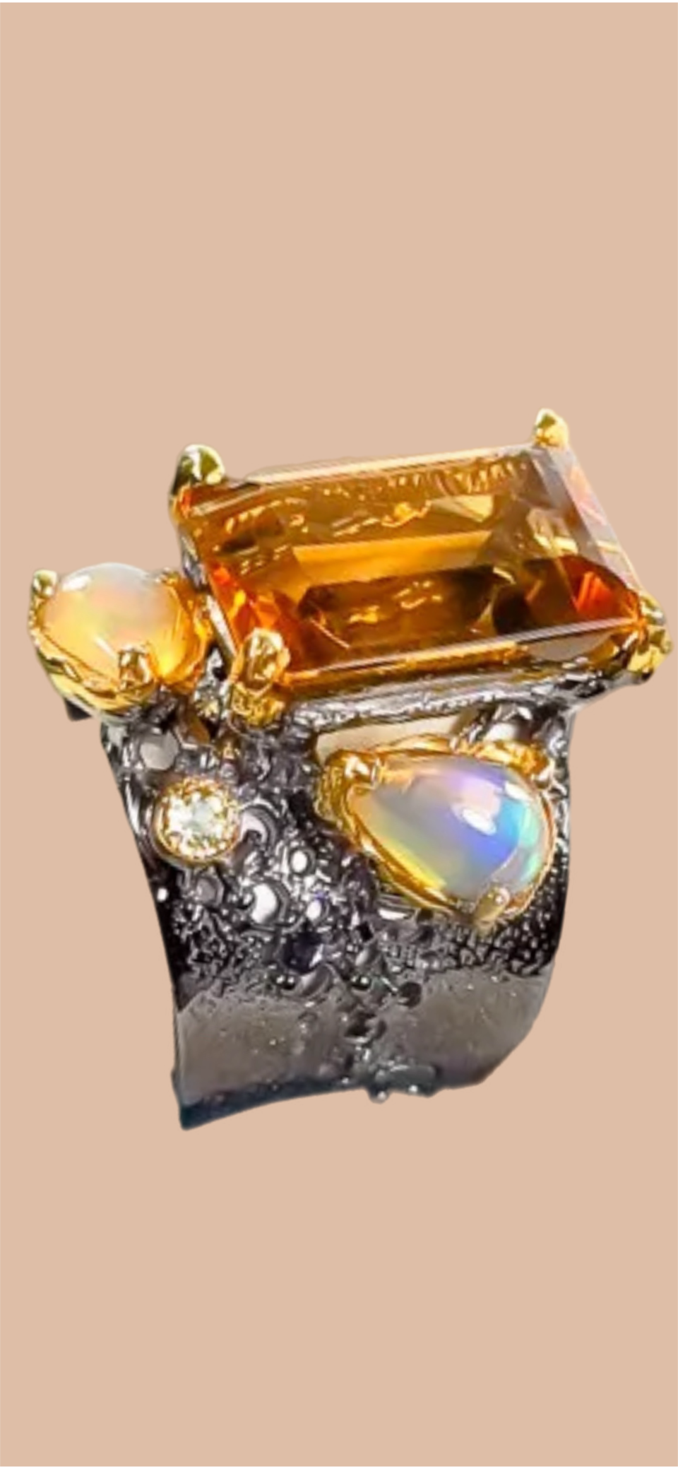 Genuine 23 CTW Citrine with Fiery Opals
