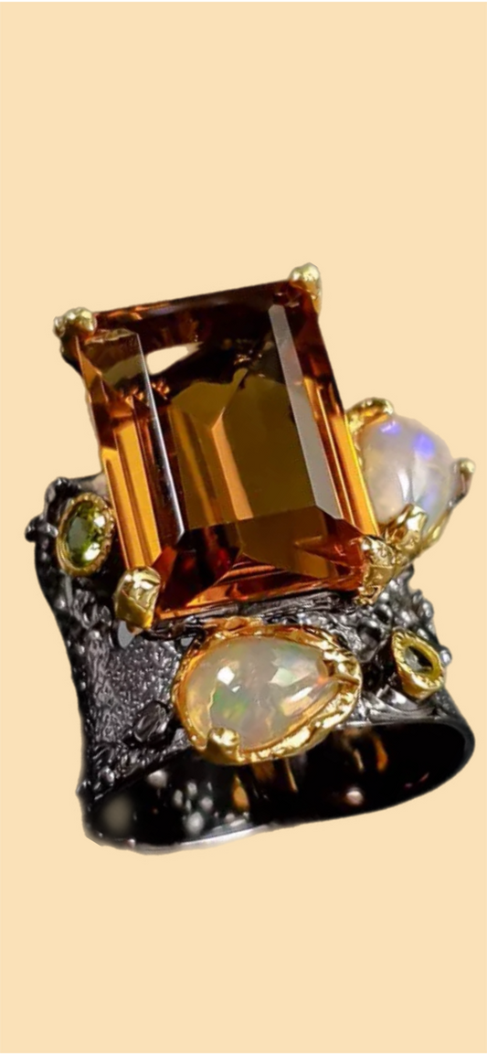Genuine 23 CTW Citrine with Fiery Opals