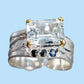 Genuine Aquamarine Accented with Sapphires.