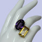 Genuine Amethyst & Citrine  Kiss Ring