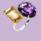 Genuine Amethyst & Citrine  Kiss Ring