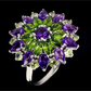 Genuine Amethyst, Russian Chrome Diopside Diopside, Peridot Ring