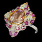 Exquisite Genuine Ametrine with Opals & Rhodolite Garnets Ring