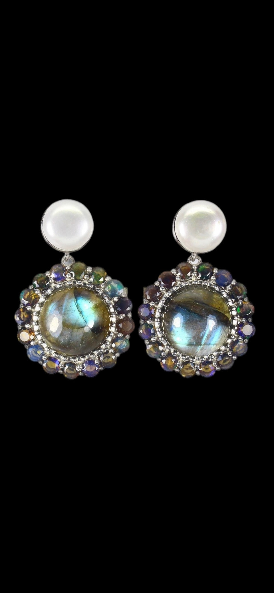 Genuine Labradorite Earrings with Pearls