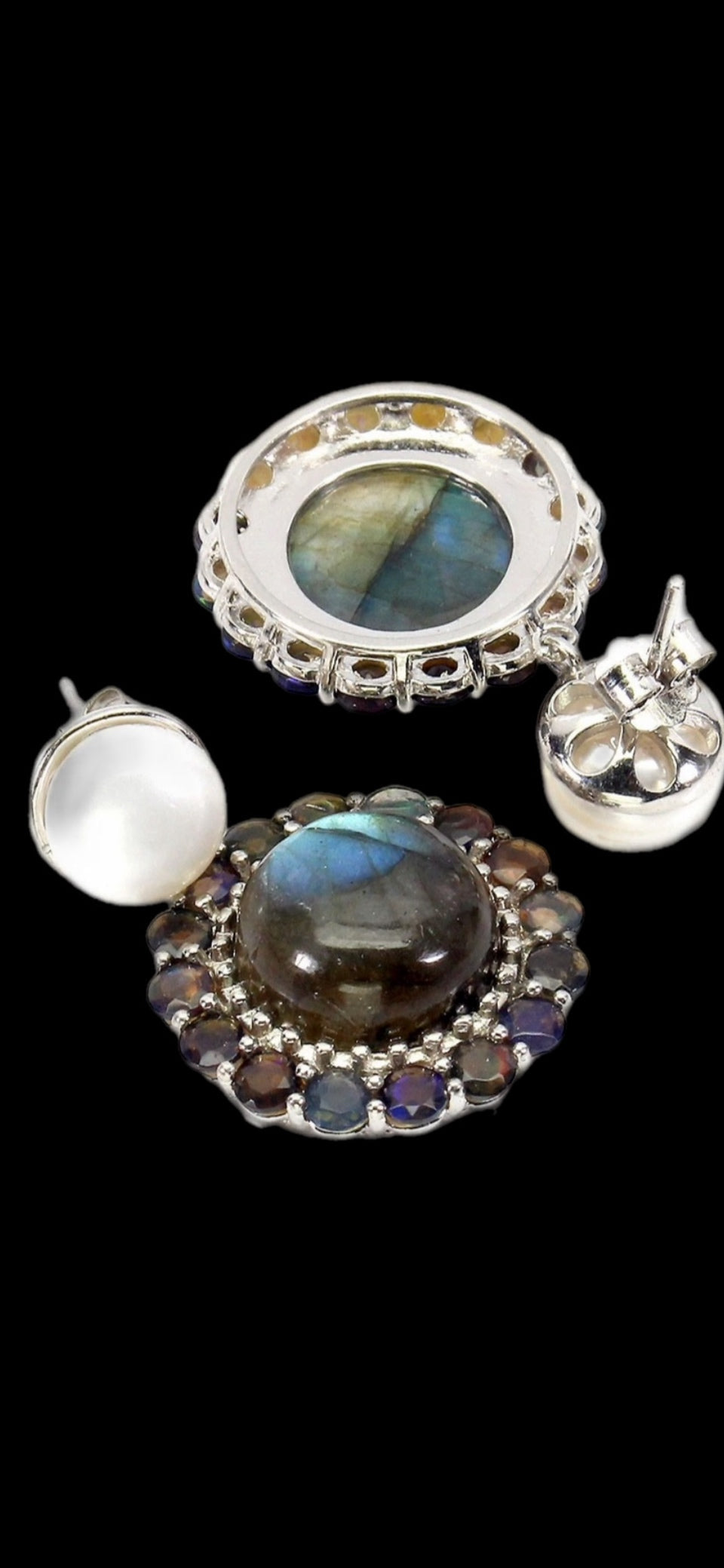 Genuine Labradorite Earrings with Pearls