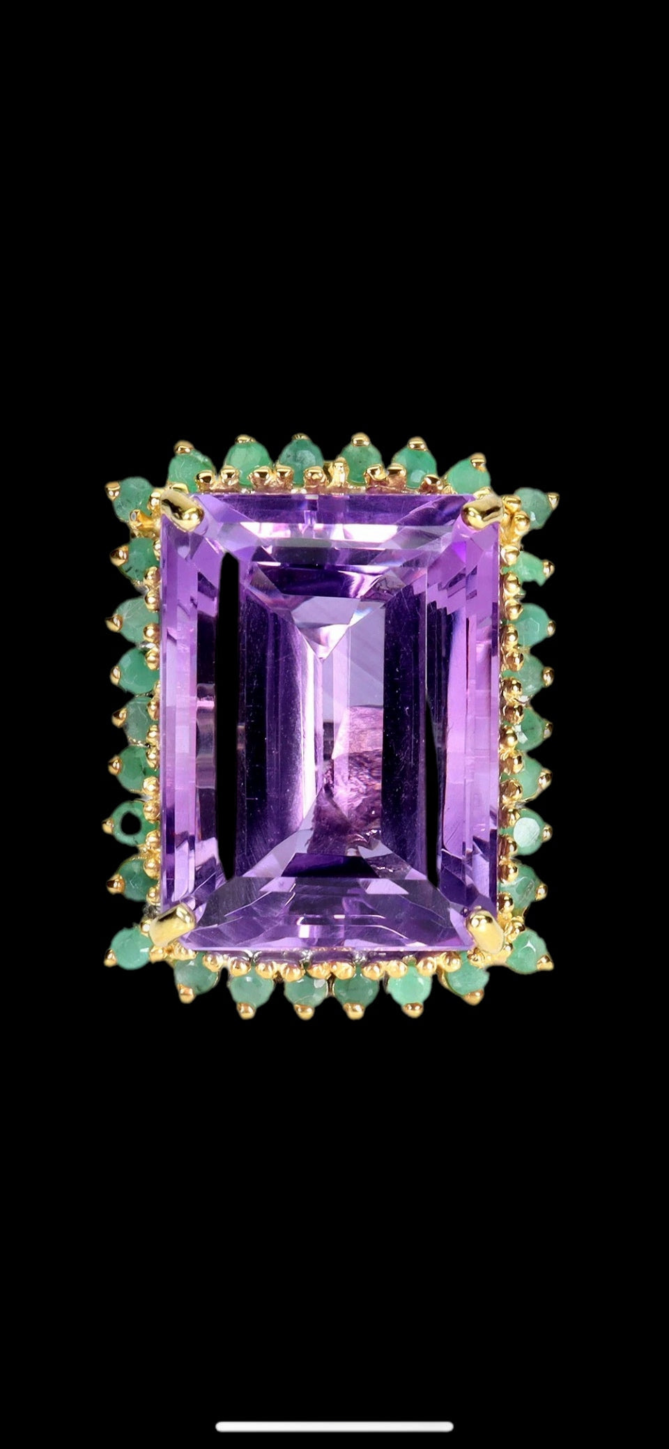44 CT Amethyst & Emerald Ecstasy Ring