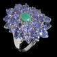 Exquisite Genuine Emerald & Tanzanite Ring