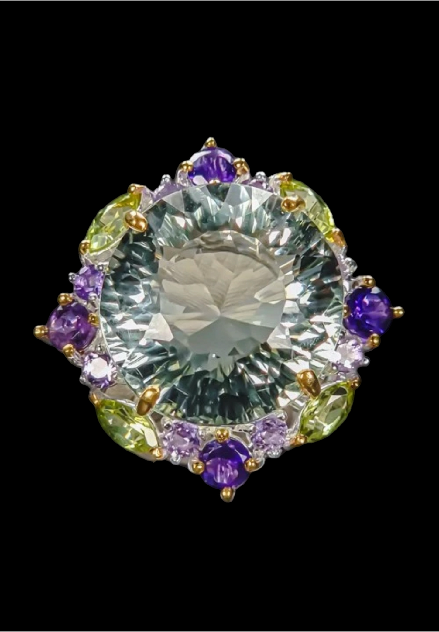 Extraordinary Genuine Green Amethyst Ring