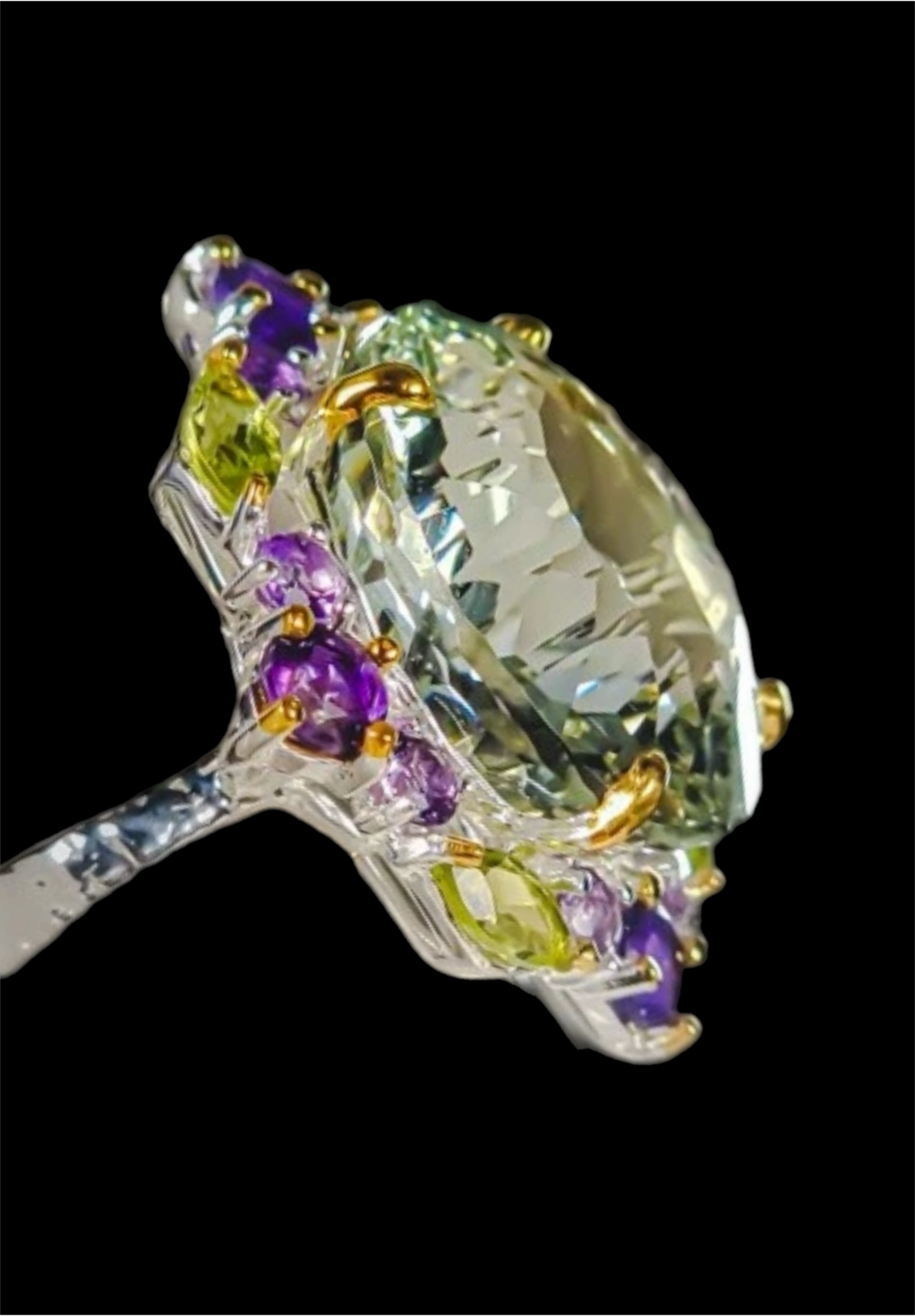 Extraordinary Genuine Green Amethyst Ring