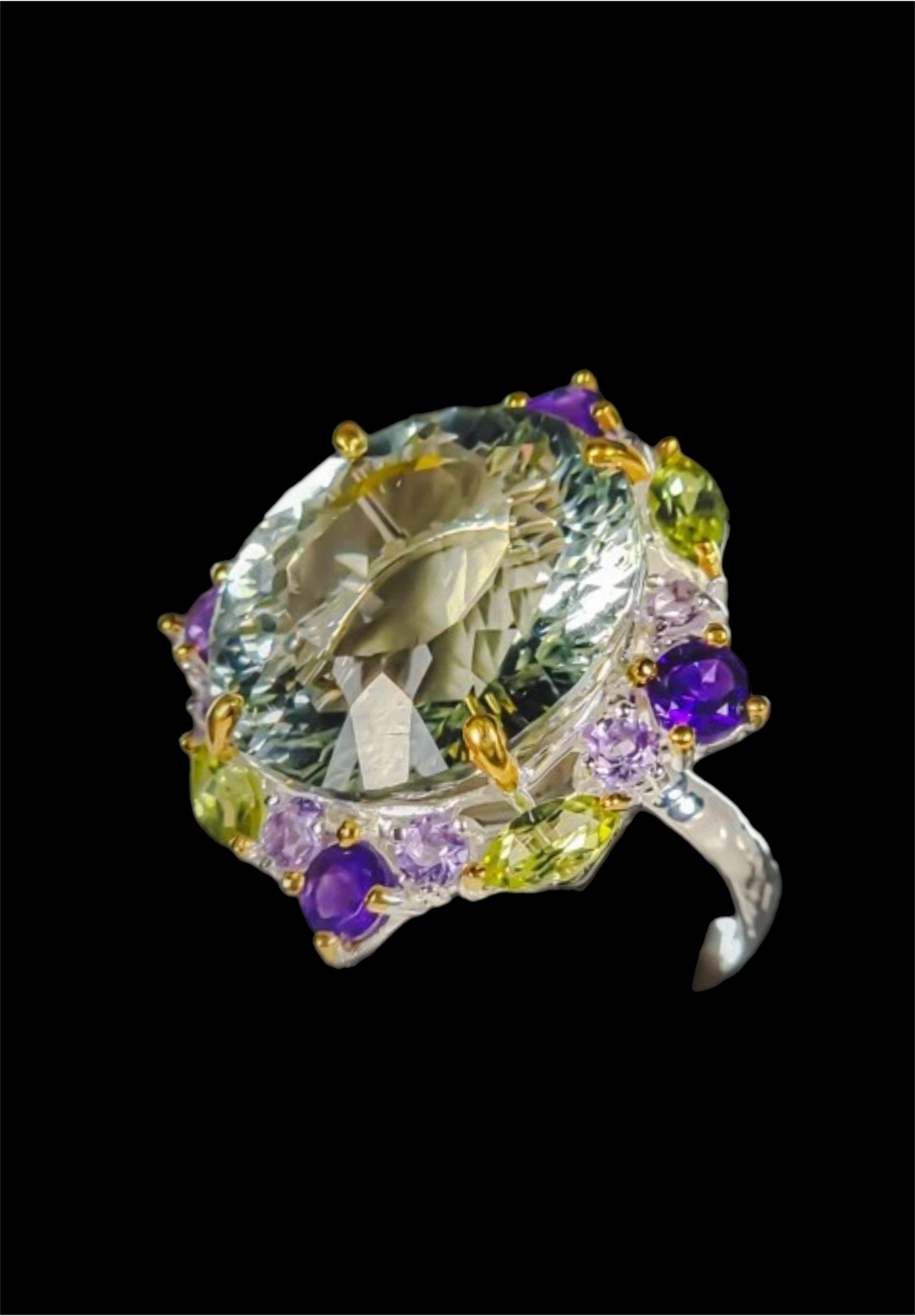 Extraordinary Genuine Green Amethyst Ring