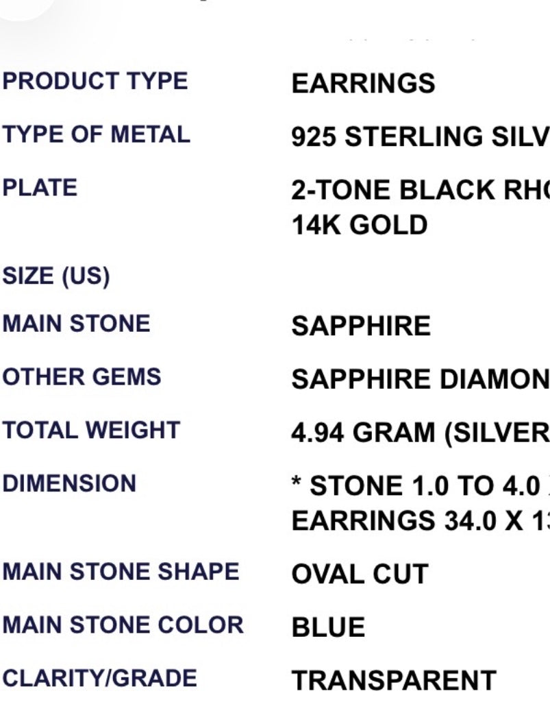 Enchanting Genuine Sapphire Earring
