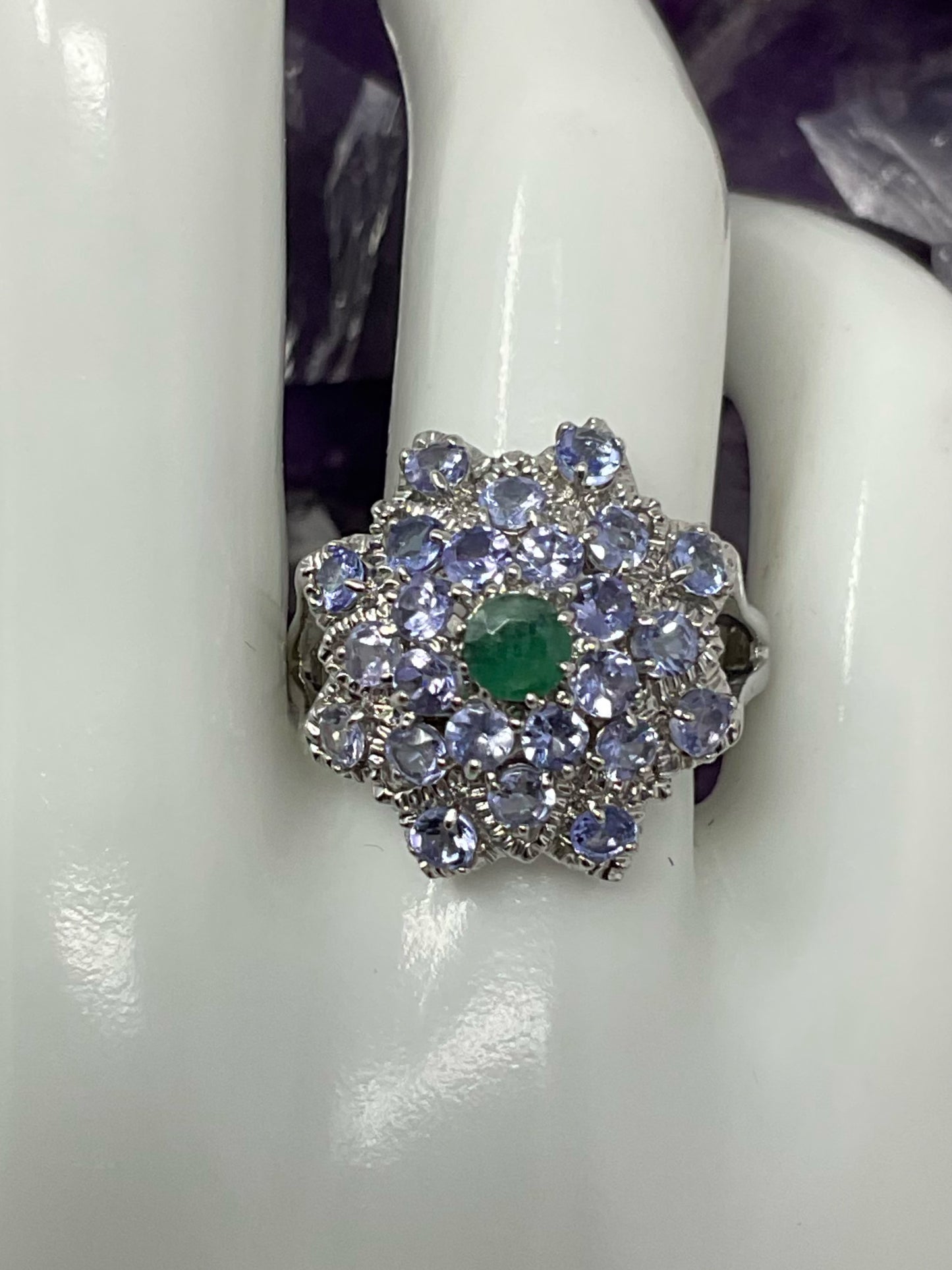 Genuine Emerald & Tanzanite Ring