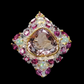 Exquisite Genuine Ametrine with Opals & Rhodolite Garnets Ring