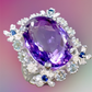 Genuine 17 CTW  Amethyst, Sapphires & Topaz Ring