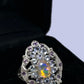 Genuine Natural, Fiery Faceted Opal & Tanzanite Ring