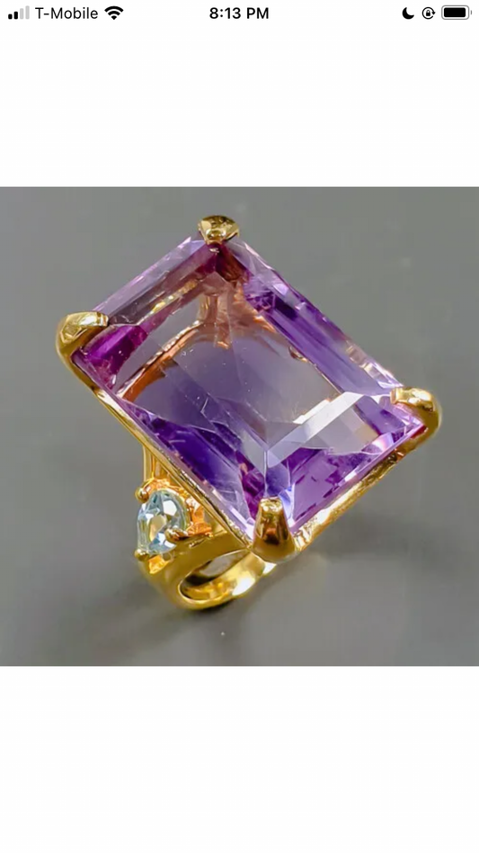 Majestic 34 CTW Genuine Amethyst Ring