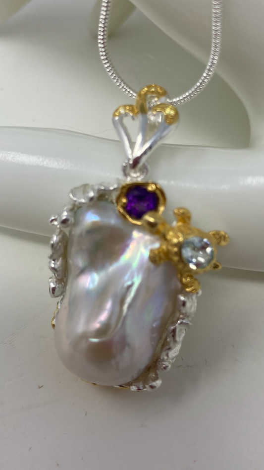 Large Rare Genuine Baroque Pearl Pendant