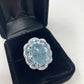 Rare 14mm by 10mm genuine Aquamarine Cabochon encrusted with Marquee shaped faceted Aquamarines