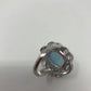 Rare 14mm by 10mm genuine Aquamarine Cabochon encrusted with Marquee shaped faceted Aquamarines